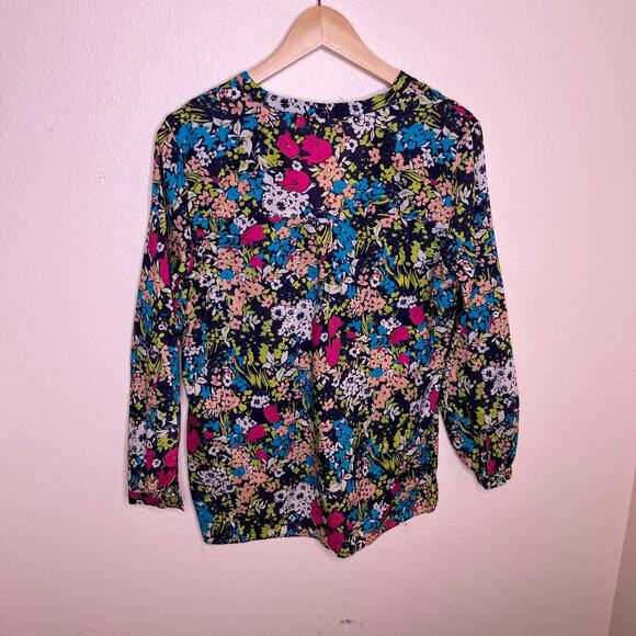 Zara Basic Floral Cotton V-neck Blouse Small - Picture 7 of 10